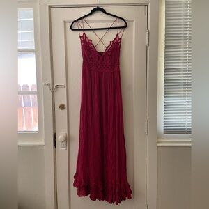 Free people Adella maxi slip dress maroon